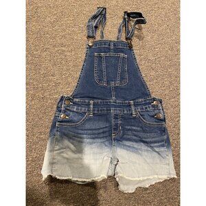 Justice Store Denim Jean Dip Dyed Distressed Cutoff Shorts Shortalls LN 14